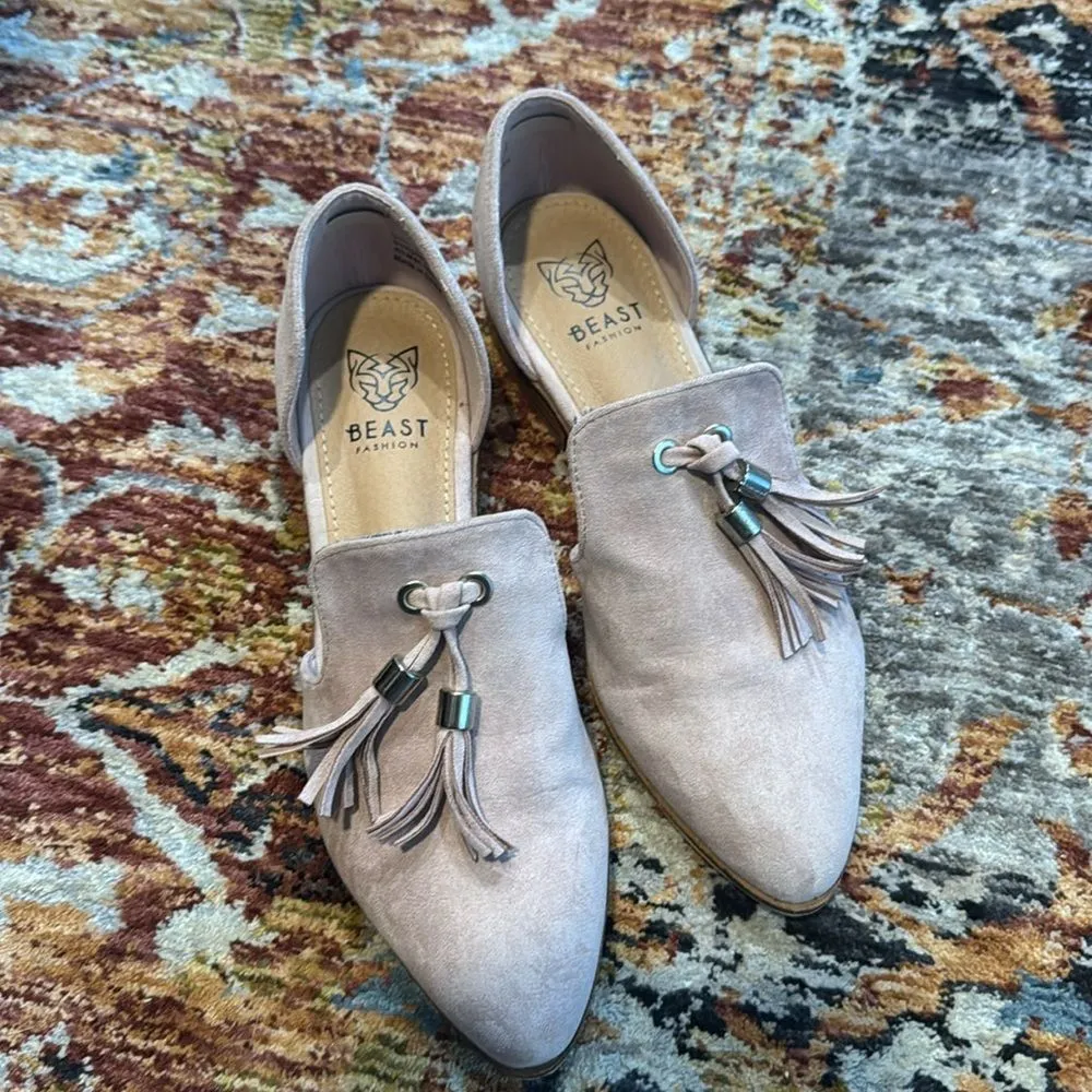 BEAST FASHION pink Carter Dorsay Tassle Loafers Size 6.5 Silver - Image 8