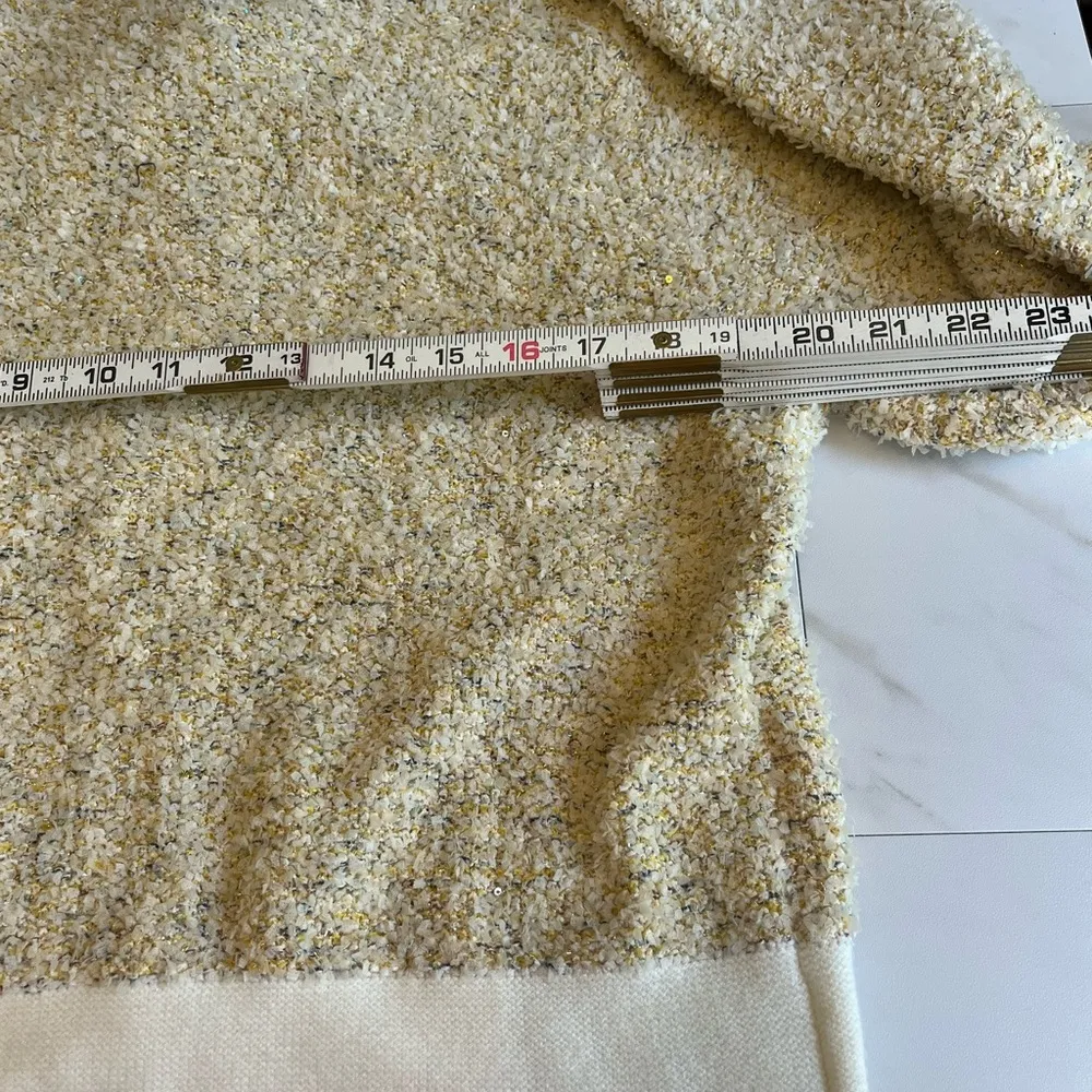 NWT Urban Revivo Cropped Bow Cardigan Short Open Front Crew Neck Pearl Button 12 Yellow - Image 7