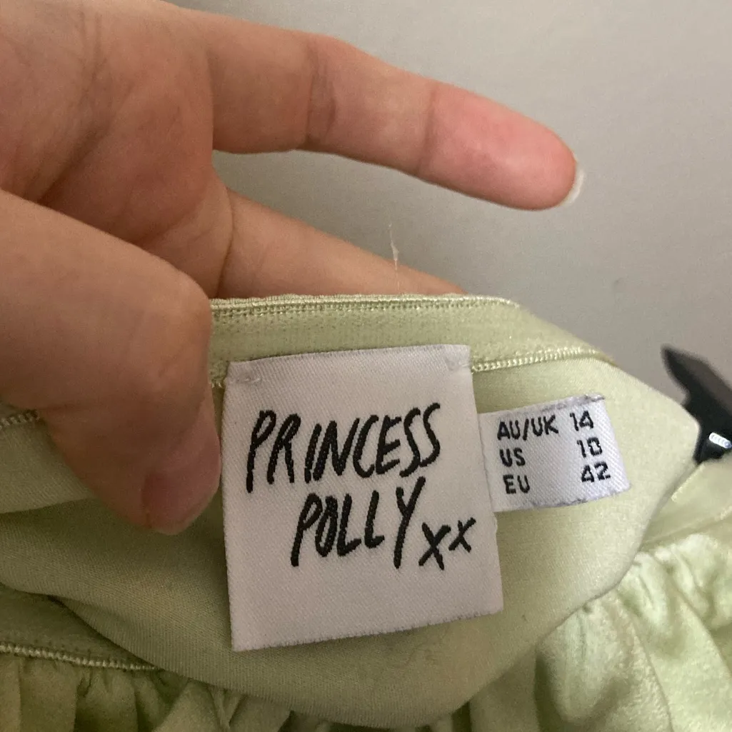 Princess Polly Irena Strapless Mini Green Satin Dress Size 10 - Image 6