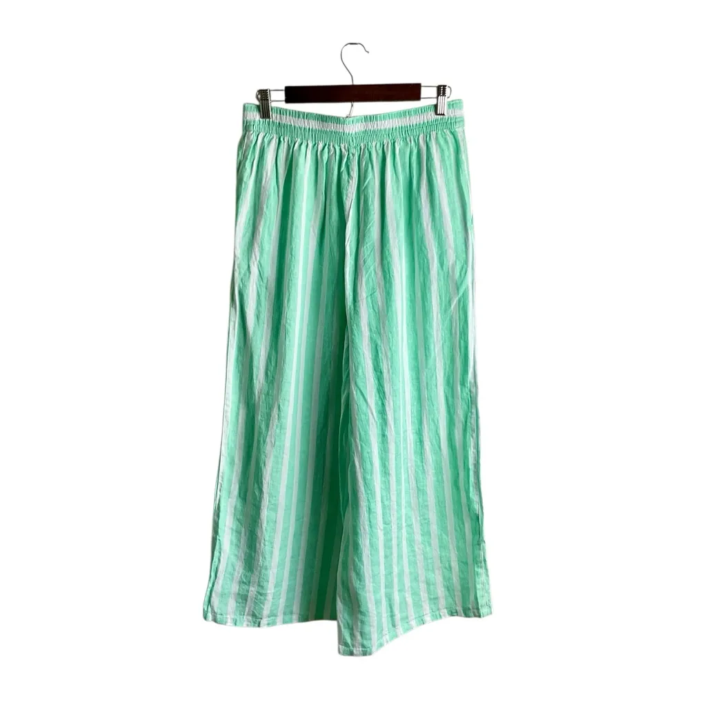 Isaac Mizrahi Linen Striped Cropped Pullon Pants - Image 2