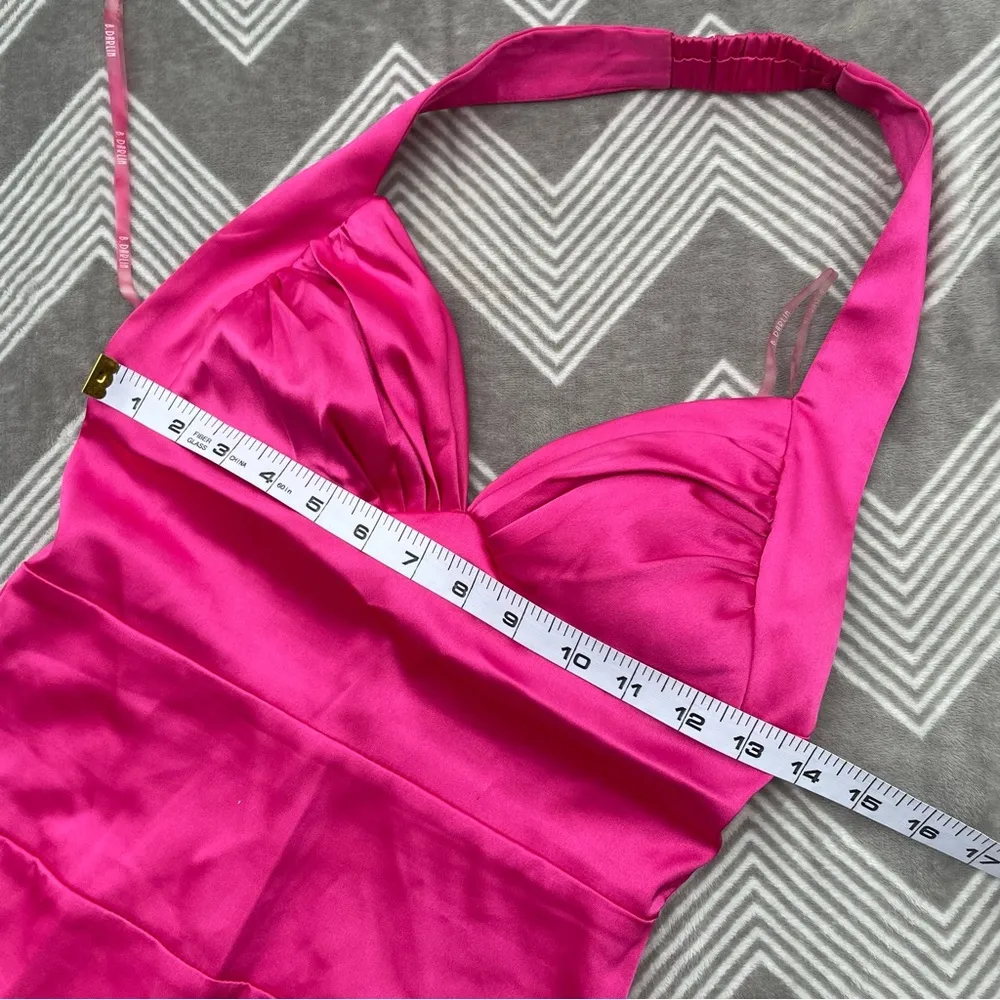 Vintage B. Darlin Hot Pink Satin Bodycon Halter Mini Dress 5/6 - Image 4