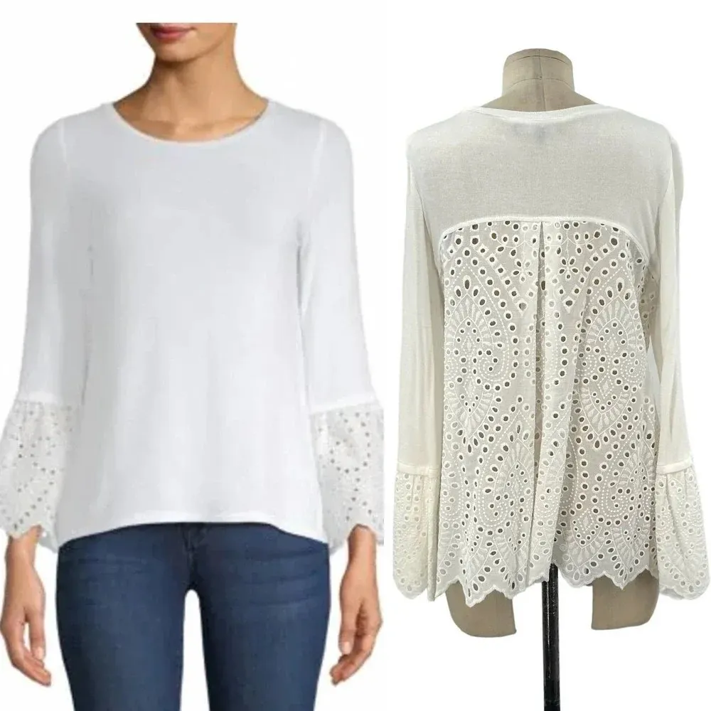 Generation Love Nola Eyelet Lace‎ Top In White Size Medium - Image 2