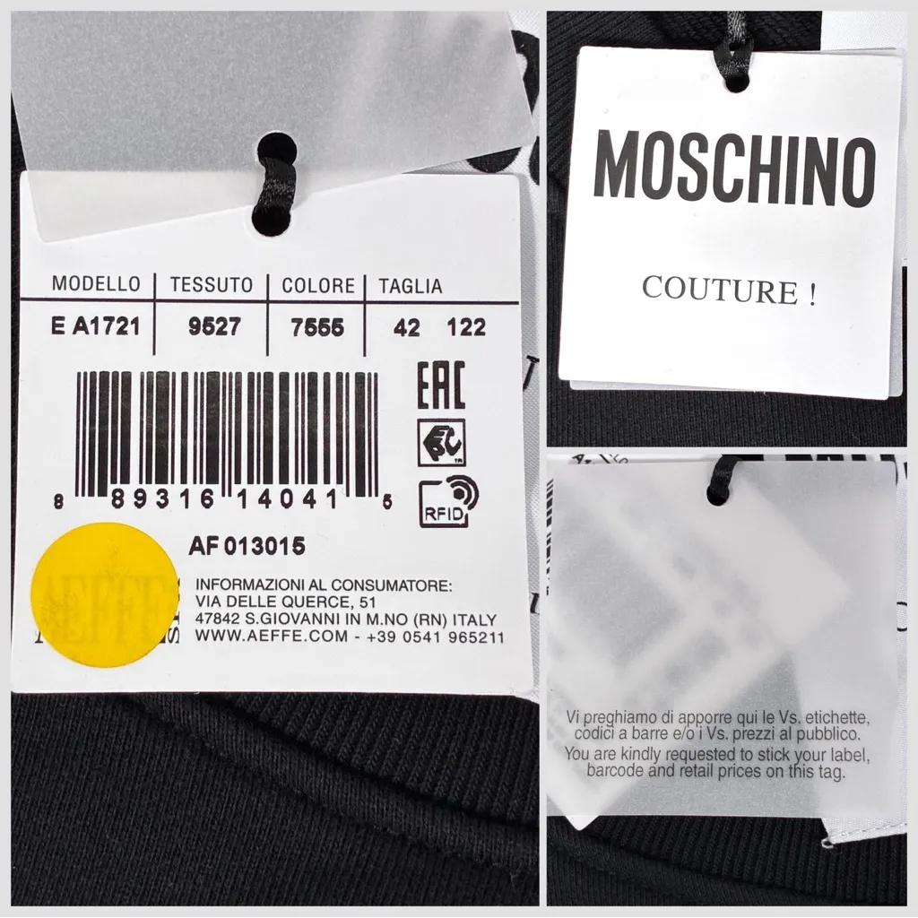 Moschino Couture Logo Double Question Mark Crewneck Sweatshirt Black US 8 NWT - Image 7