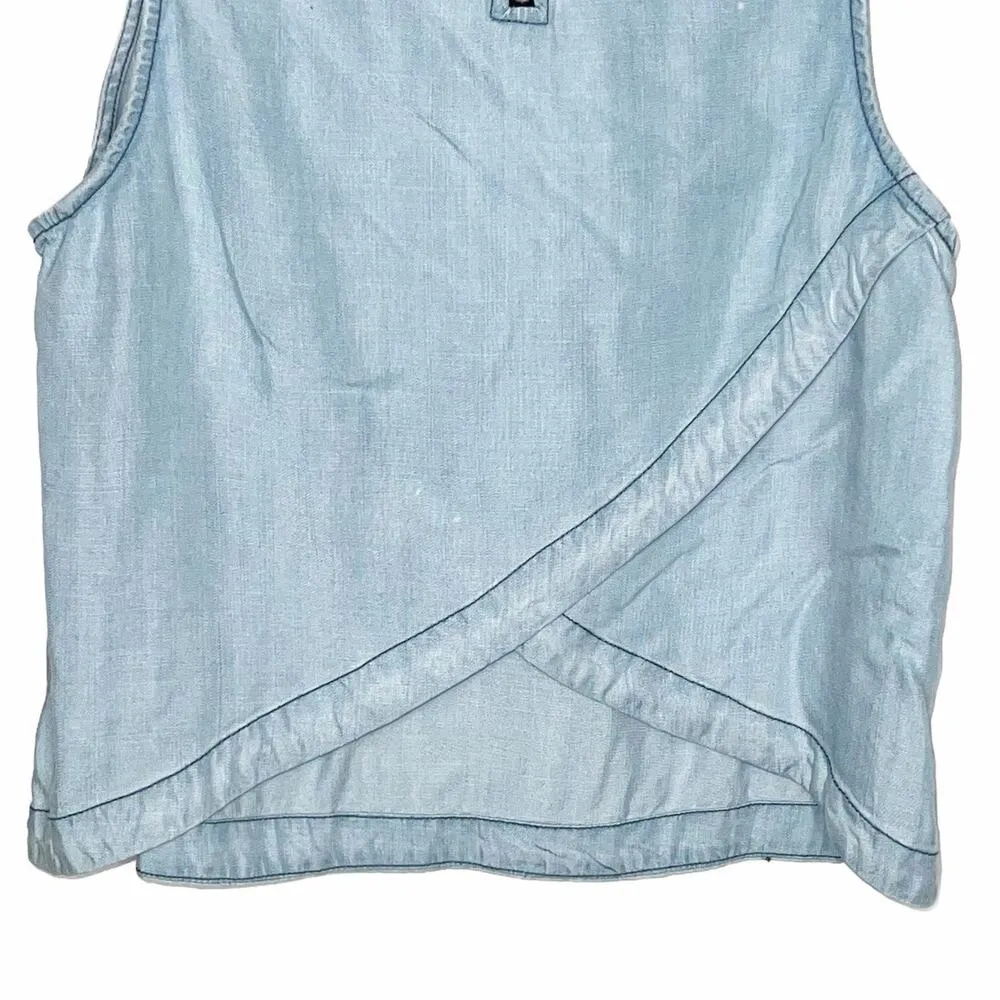 BB Dakota Chambray Tank Top, Sleeveless Light Wash Denim, Blue S NWOT - Image 6