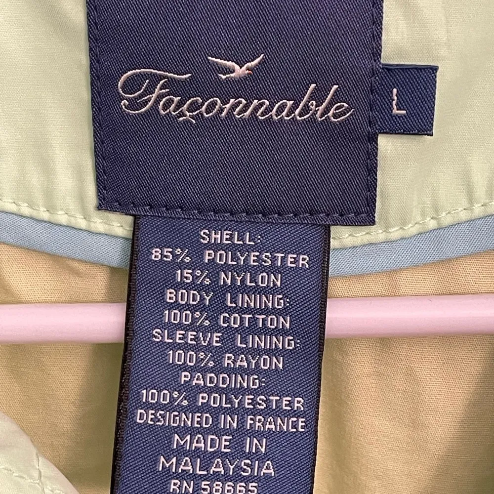 FACONNABLE Quilted Water Resistant
Jacket Button Front Green Sz L Size L - Image 6