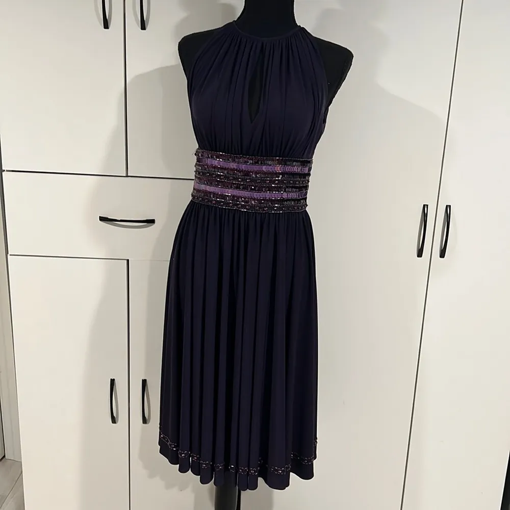 JS Boutique midi beaded dress.‎ Size 4 Purple - Image 2