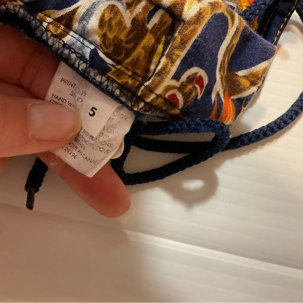 Y2K Board Shorts Women/Junior Sz 5 Blue Orange Hawaiian Print Floral Dragon Dish - Image 7