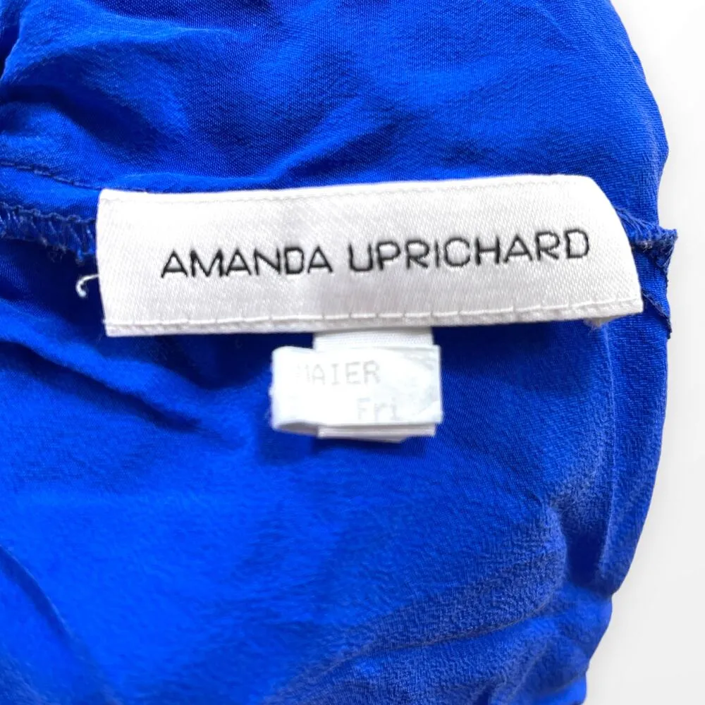 00s AMANDA UPRICHARD Vintage Blue Silk Sleeveless Ruffle Tube Top - Image 6