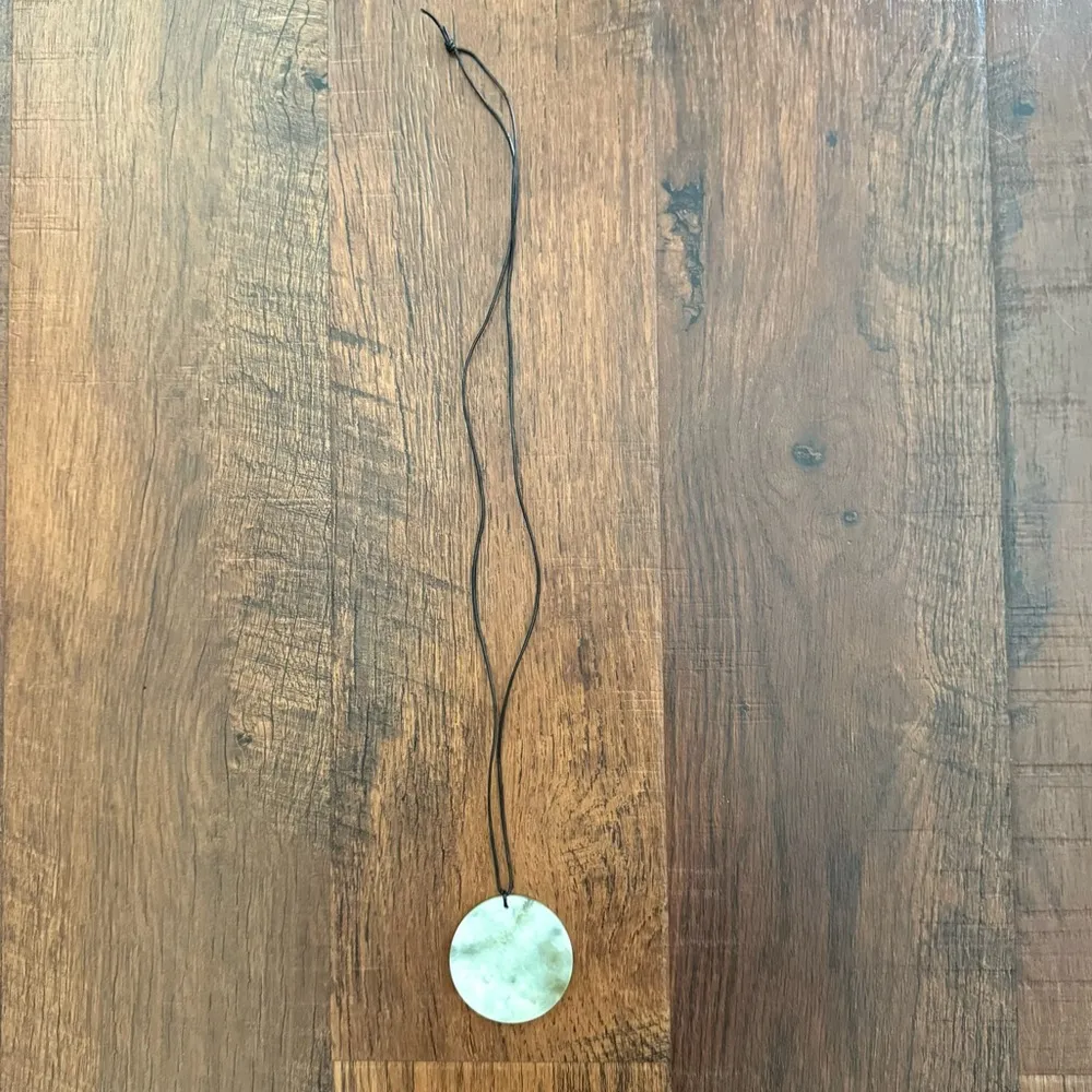 Carved jadeite pendant necklace on adjustable cord. - Image 2
