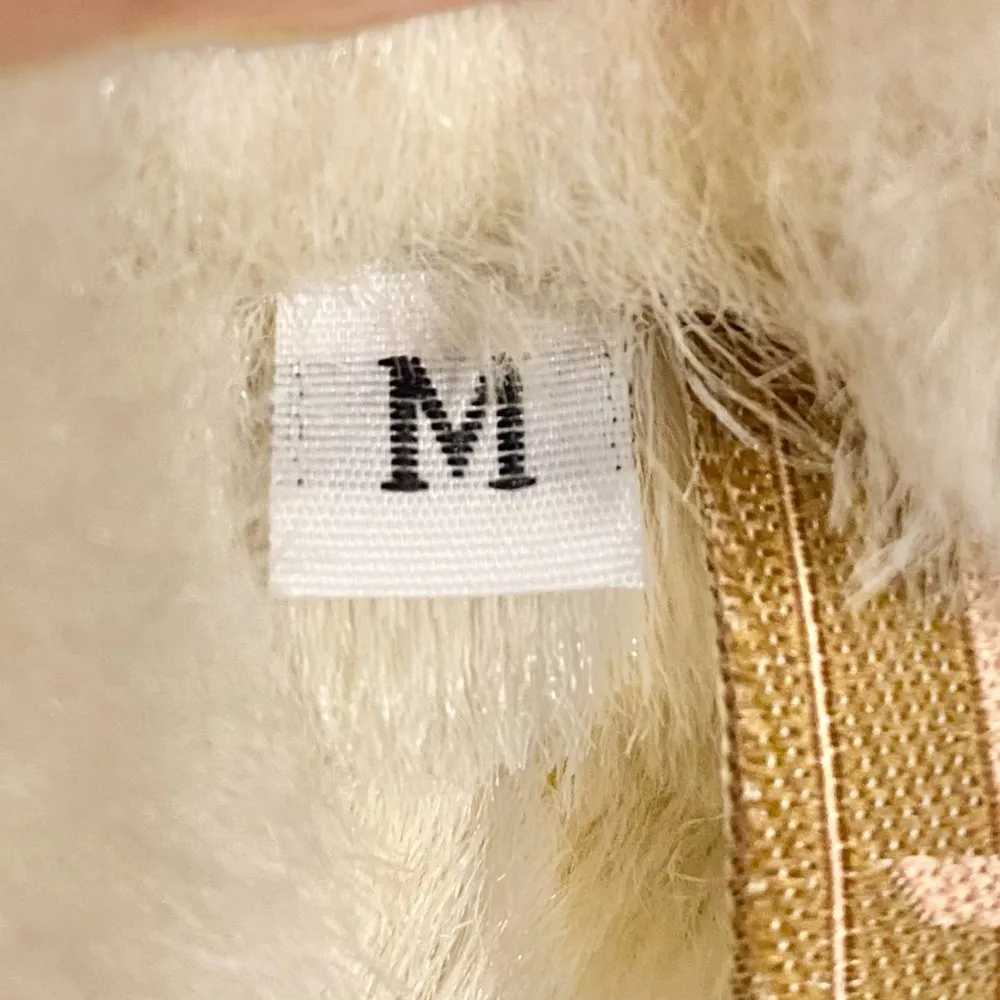 VTG Y2K Western Andrea Faye Faux Suede Vegan Fur lined Cream Button Front Vest Silver Size M - Image 6