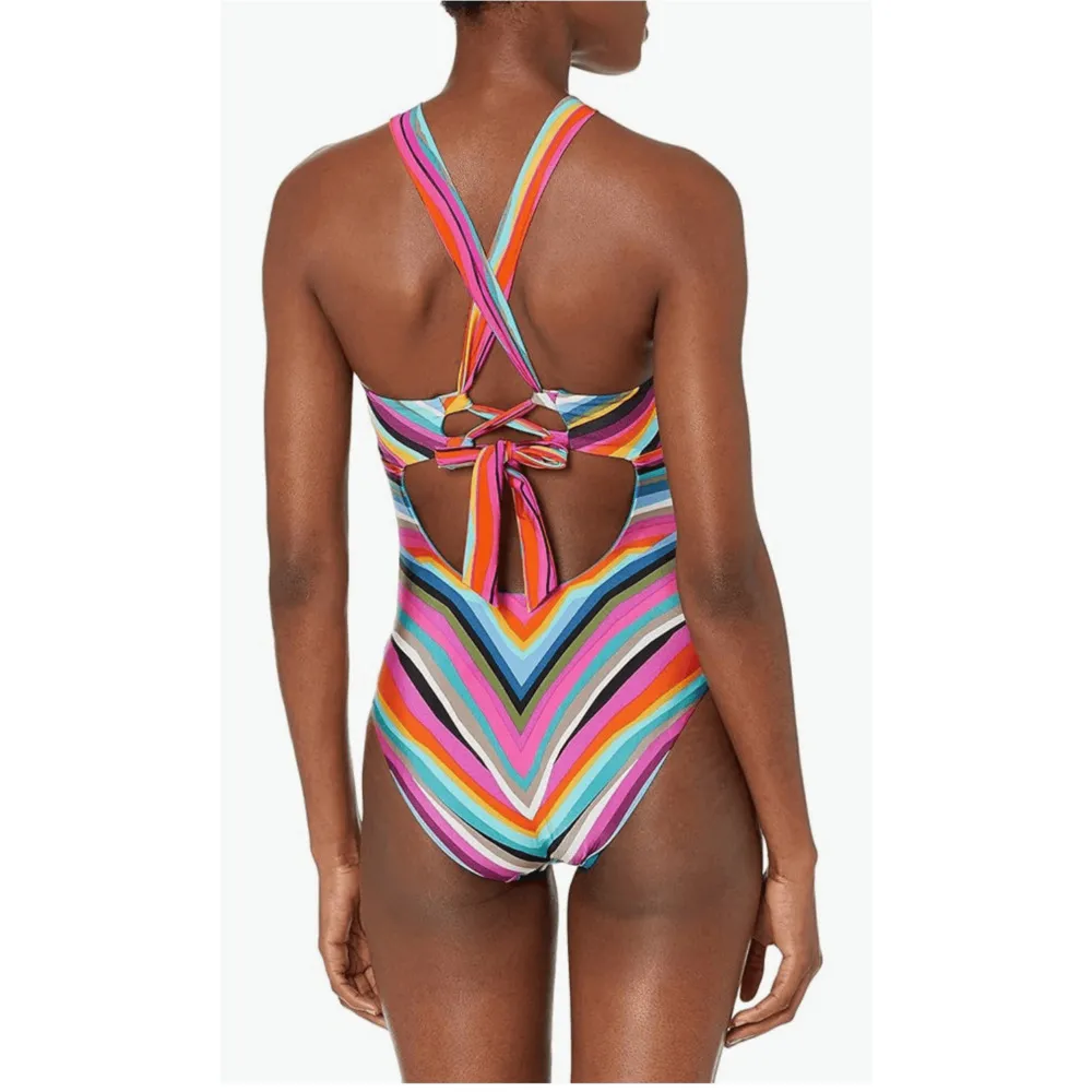 Trina Turk Women's Louvre Reversible High Neck One Piece Size 10 MSRP $162 - Image 4