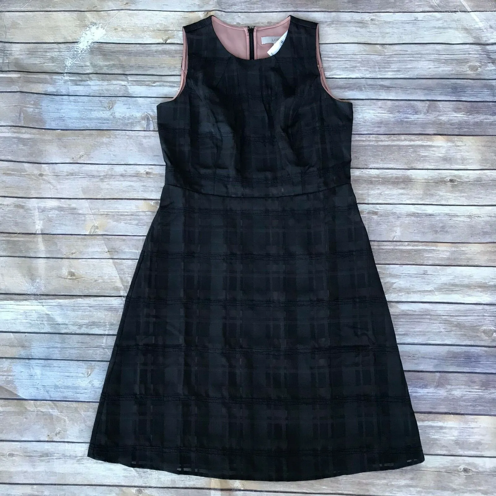 Ann Taylor LOFT Womens Dress‎ Size 4 Sheer Plaid Skirt Black Lined Cocktail NEW - Image 2