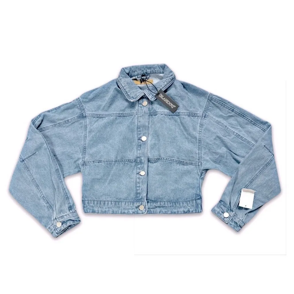 Blank NYC Cropped Relaxed Fit Denim Jacket $148 NWT - Image 4