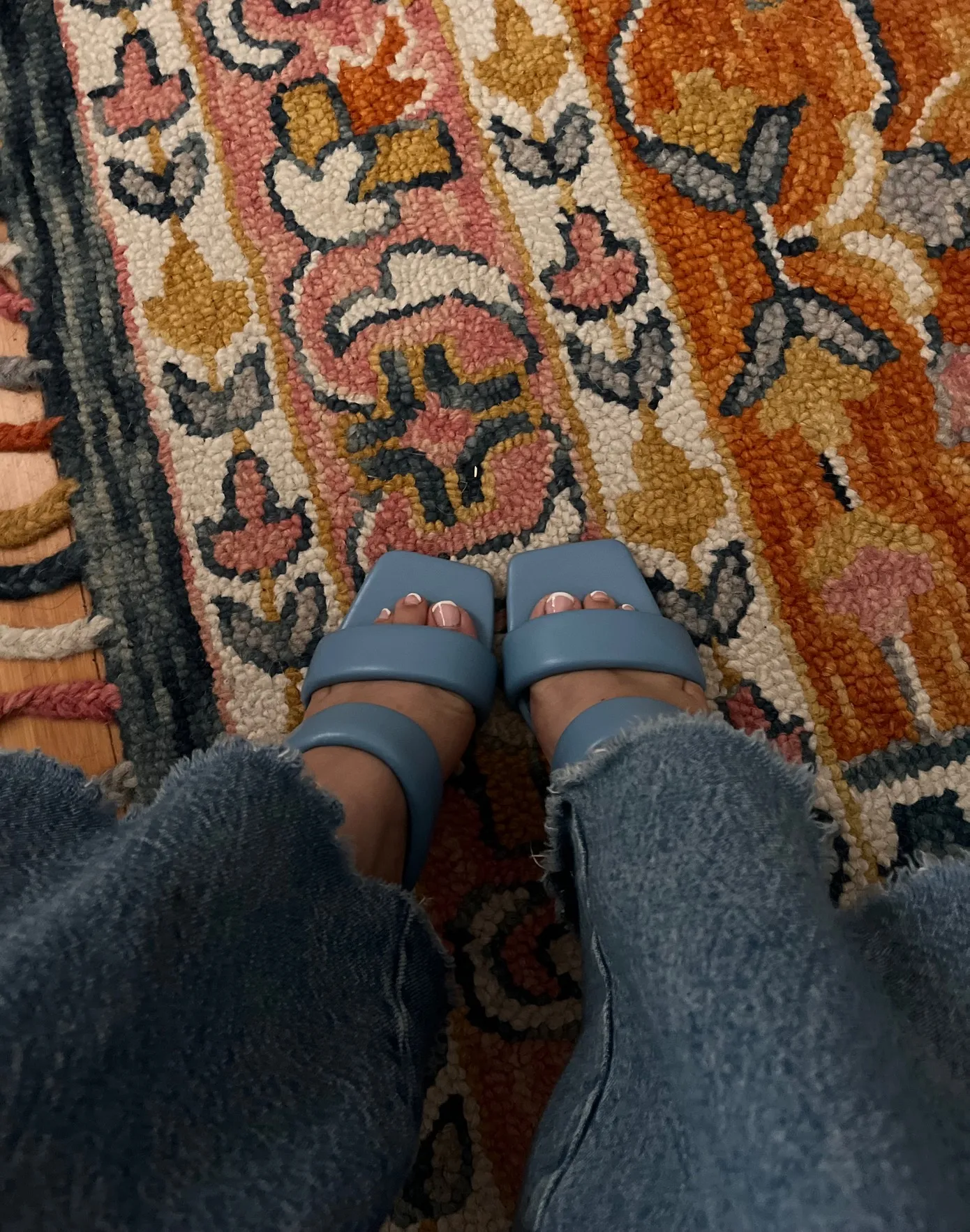 Blue Heeled Sandals open toed icy blue shabby chic baby shower gender reveal Size 6.5 - Image 9