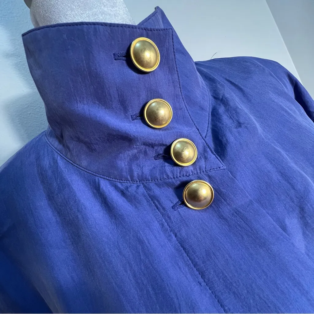 Madeline blue silk vintage Jumpsuit with Gold Accents long sleeve sz 14 80 - Image 8