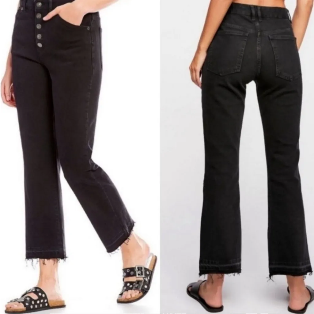 We The Free Dylan Raw Hem High Rise Mom Jeans Button Fly Black Size 29 - Image 3