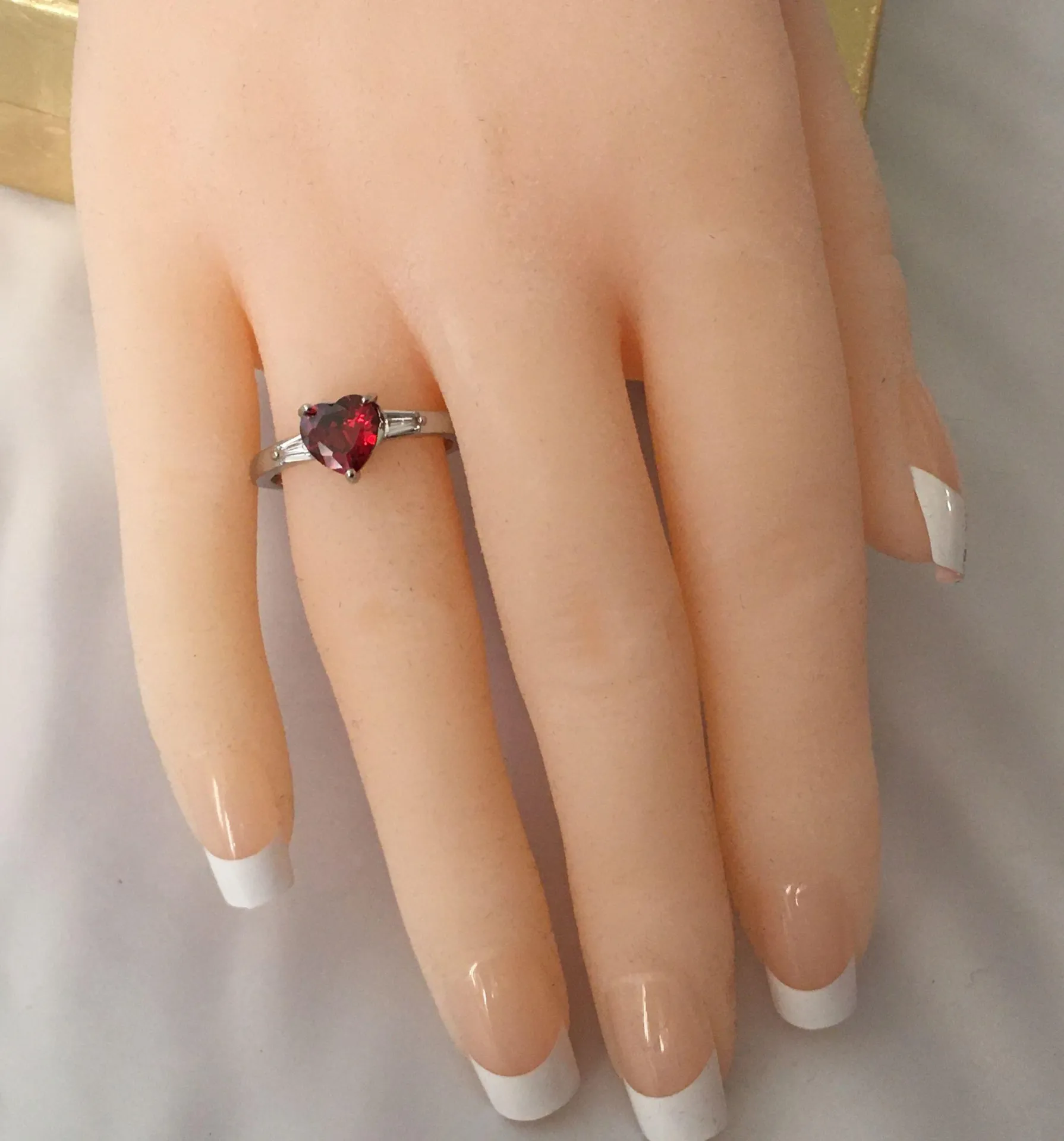 Heart Shaped Ring, Size 8 Red - Image 5