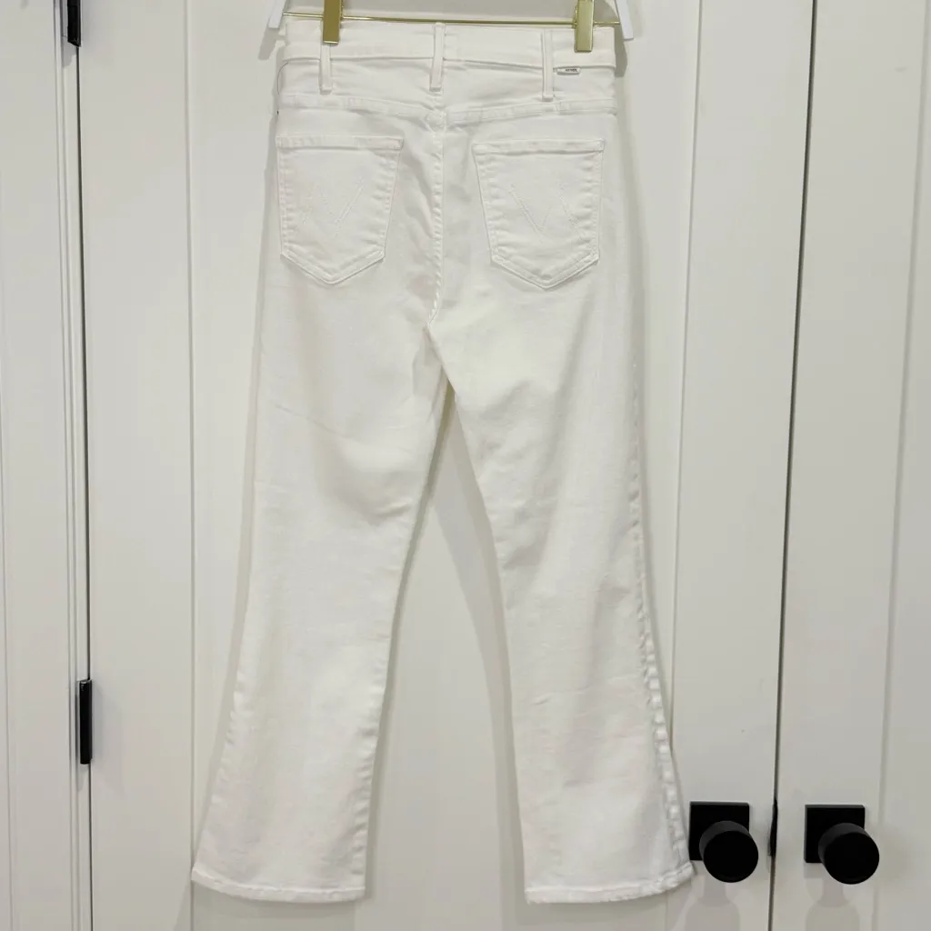 Mother The Hustler Ankle Fray Jeans Size 27 White Flare High Rise Coastal Chic - Image 5