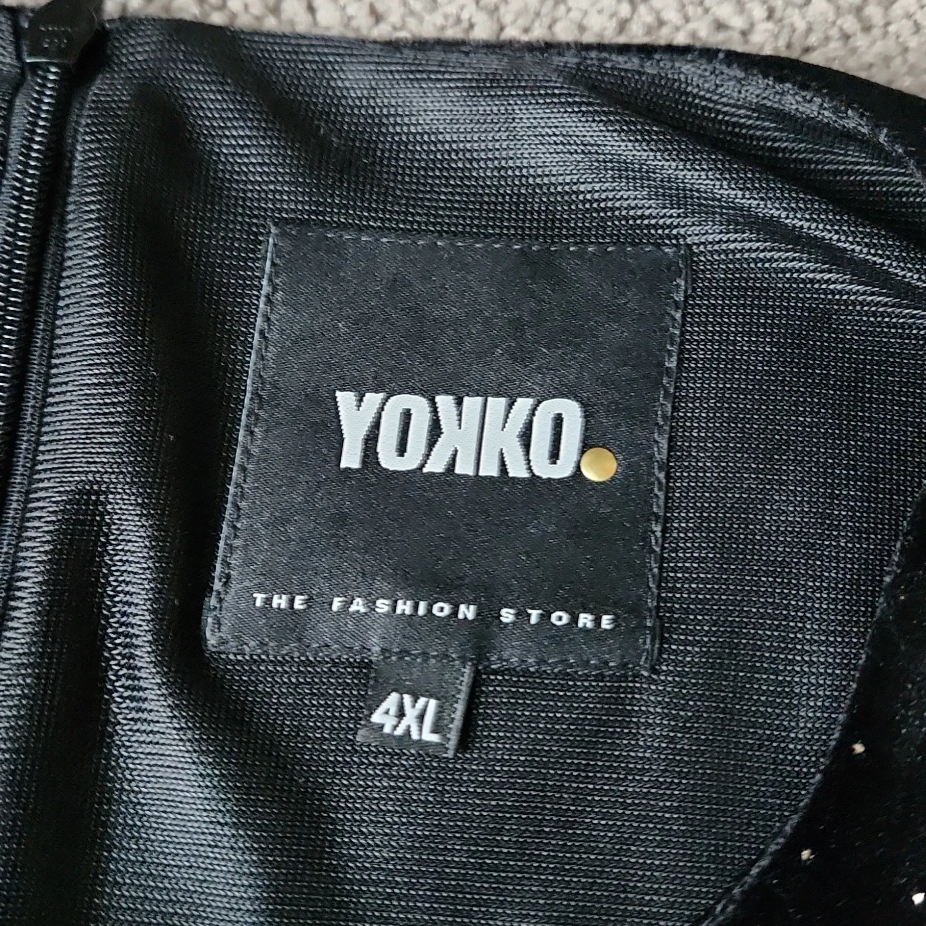 Yokko Black/Gold Sparkle Velour Dress SIZE 4XL Gold - Image 3