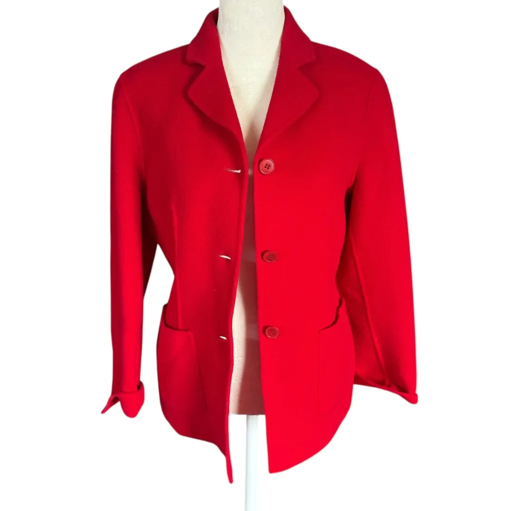 Talbots Petites red long sleeve collared button down wool blazer jacket PS - Image 5