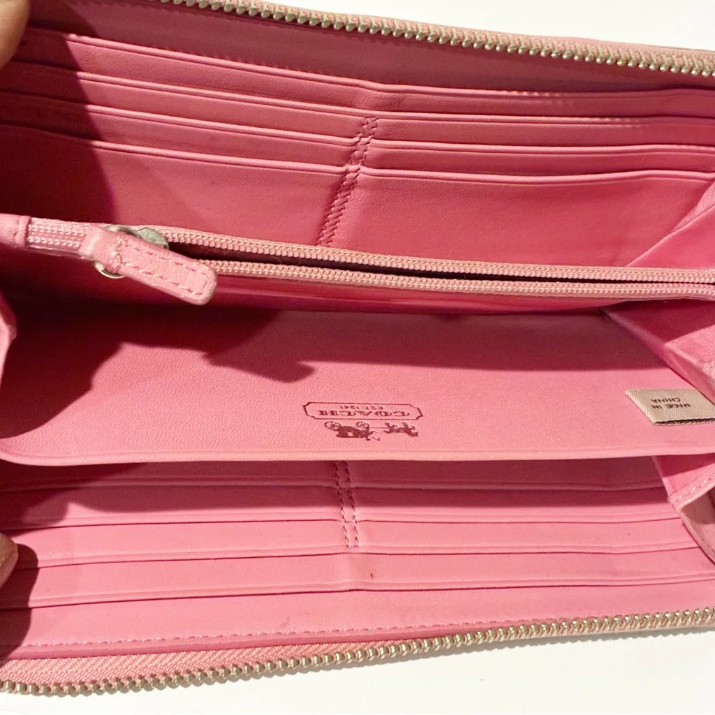 Coach Waverly Signature Accordion Zip Around Wallet Art Pop Colorful Large Pink - Image 3