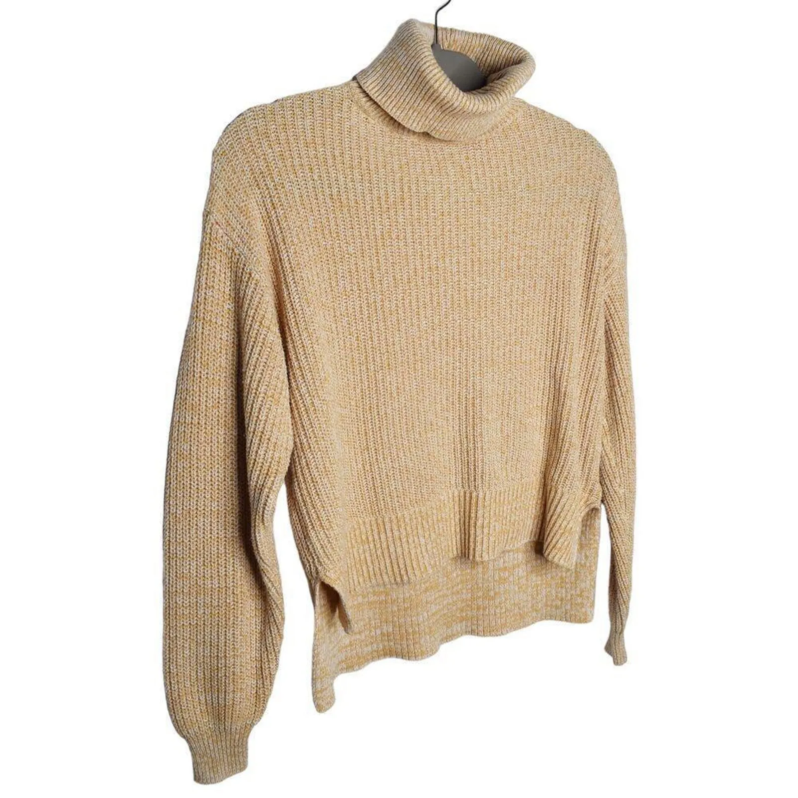 Urban Outfitters Cozy Turtleneck Oversized Yellow‎ Hi Lo Hem Sweater XS - Image 3