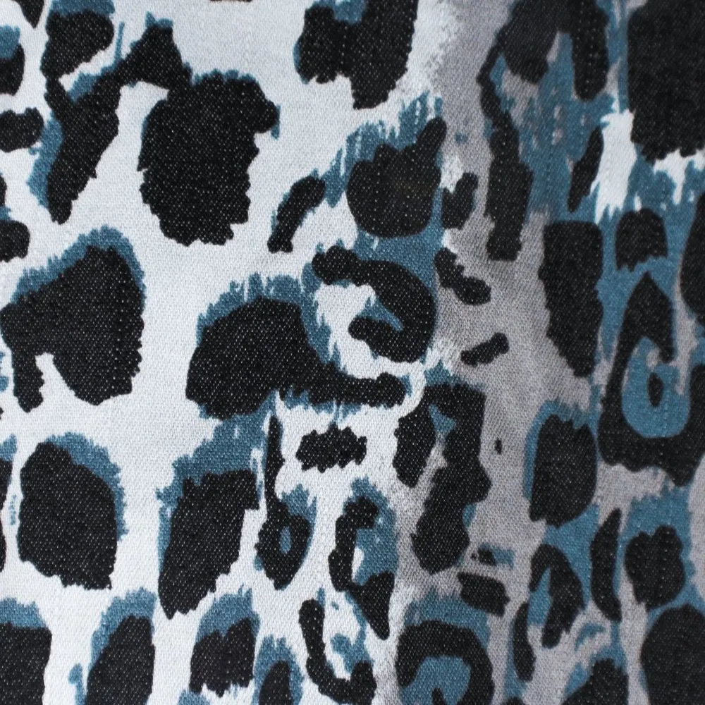 Fashion Bug Vintage Y2K Blue Gray Leopard Animal Print Open Front Blazer Light Jacket - Image 6