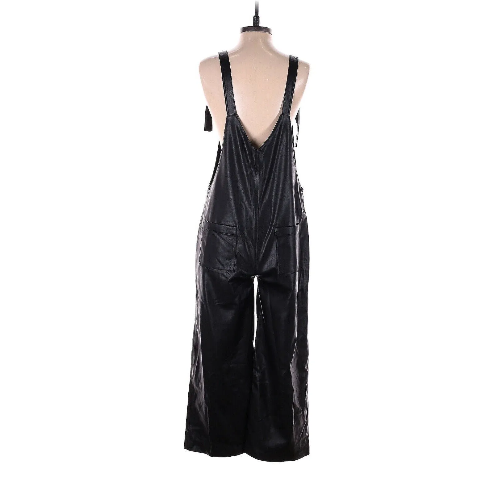ZARA Black Faux Leather Jumpsuit - S - Image 2