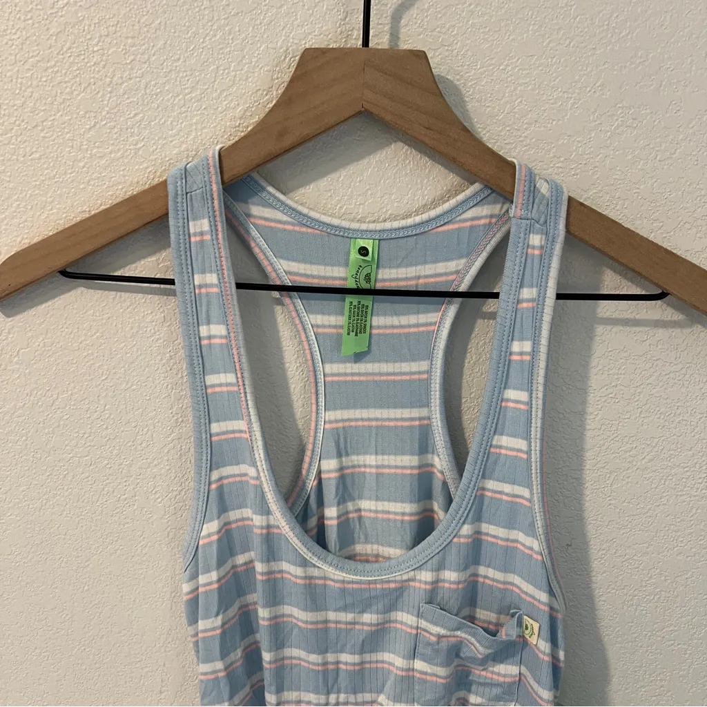 Honeydew Intimates Super Soft Ribbed Light Blue Striped Scoop Neck Tank‎ Top S - Image 3