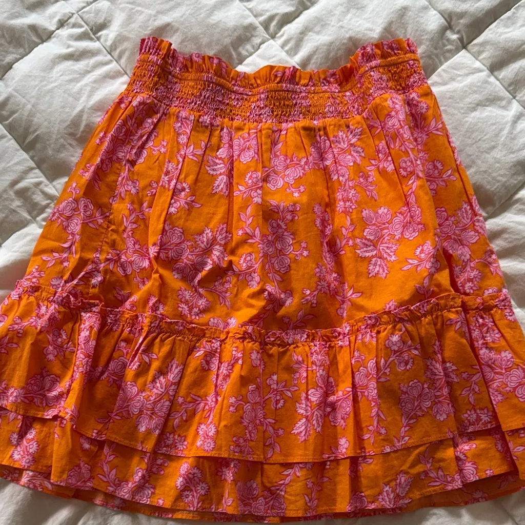 J Crew Vibrant Orange and Pink Floral Tank and Skirt Set - Image 7