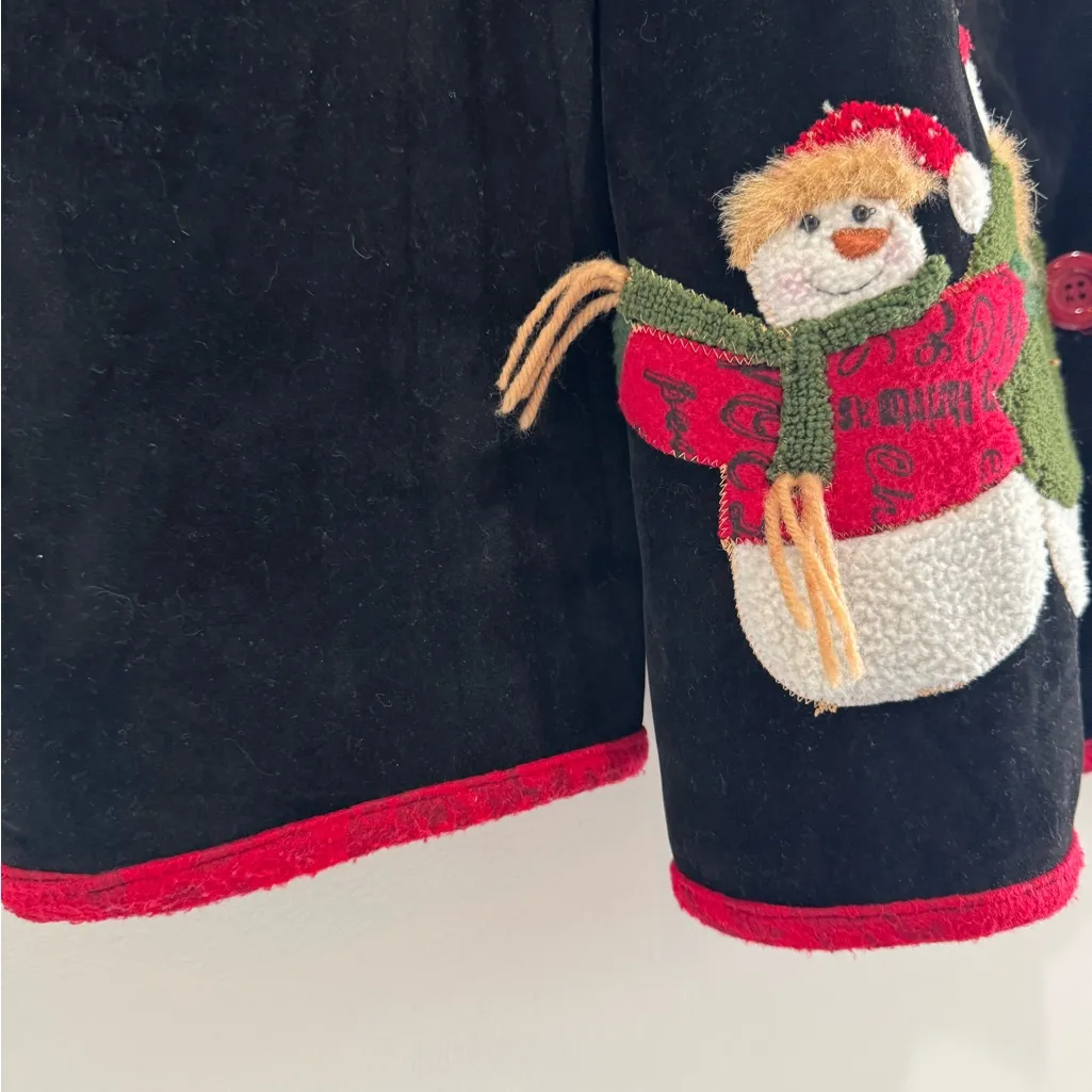 Vintage Christmas Cardigan with Snowman embroidery. One size. Black Size undefined - Image 6