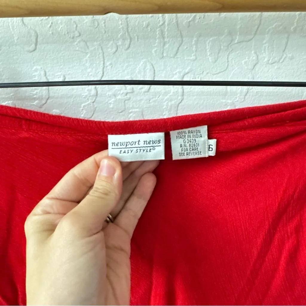 Vintage Newport News Easy Style Whimsy Red Midi Tube Strapless Dress 6 - Image 7