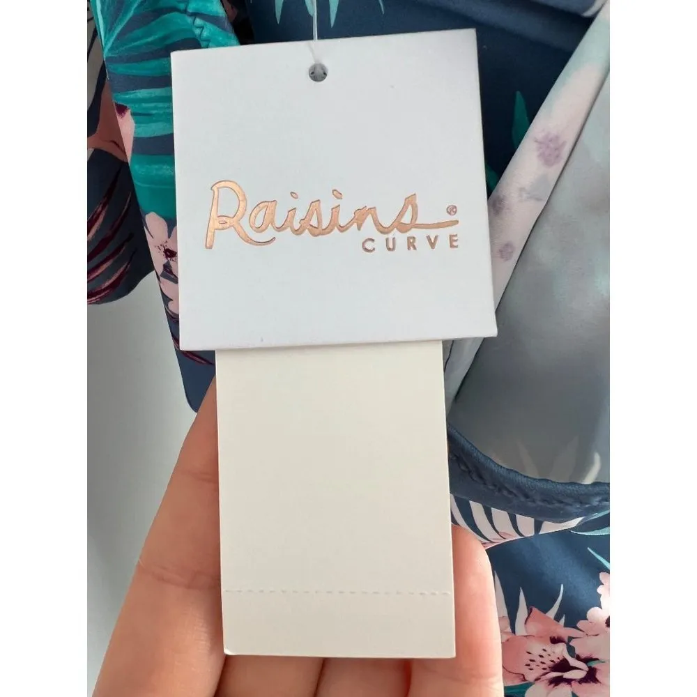 Raisins Curve Tropical Floral Print Ruffle Tankini Swim Top 14W - Image 8