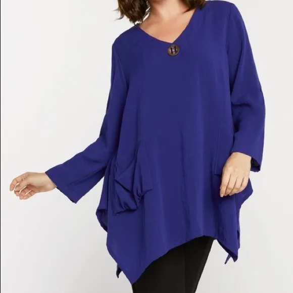 Fridaze Linen Artist Pullover Tunic in royal blue size M Size M - Image 4