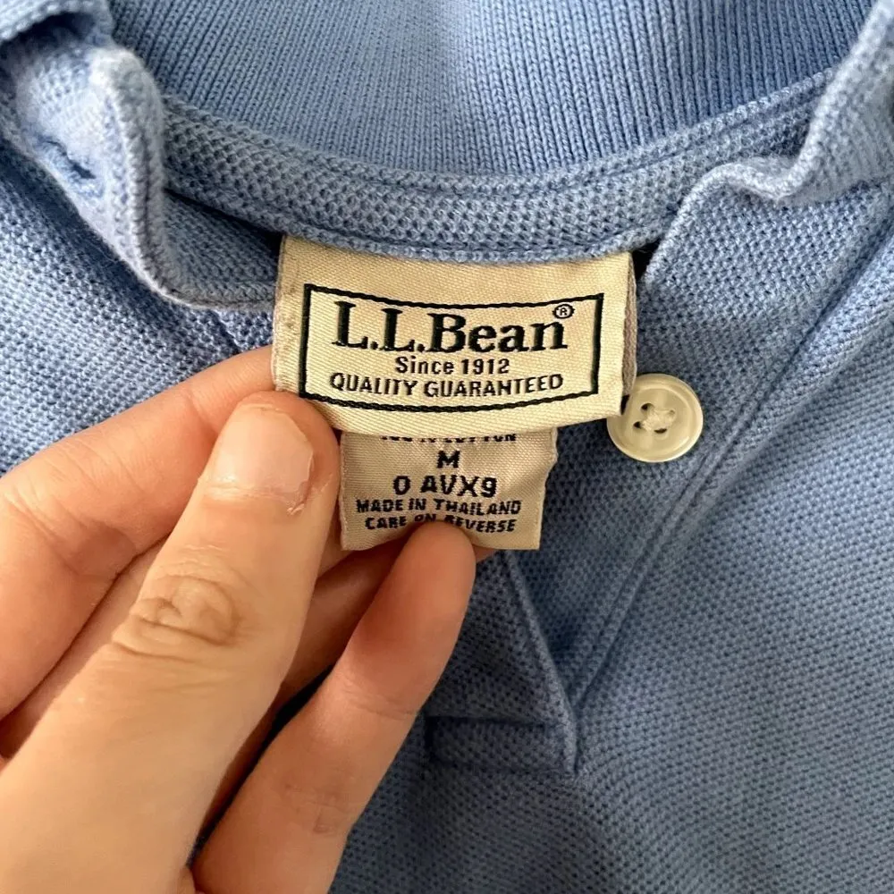 L.L.Bean  blue collared cropped short sleeved top vintage shirt cotton style - Image 3