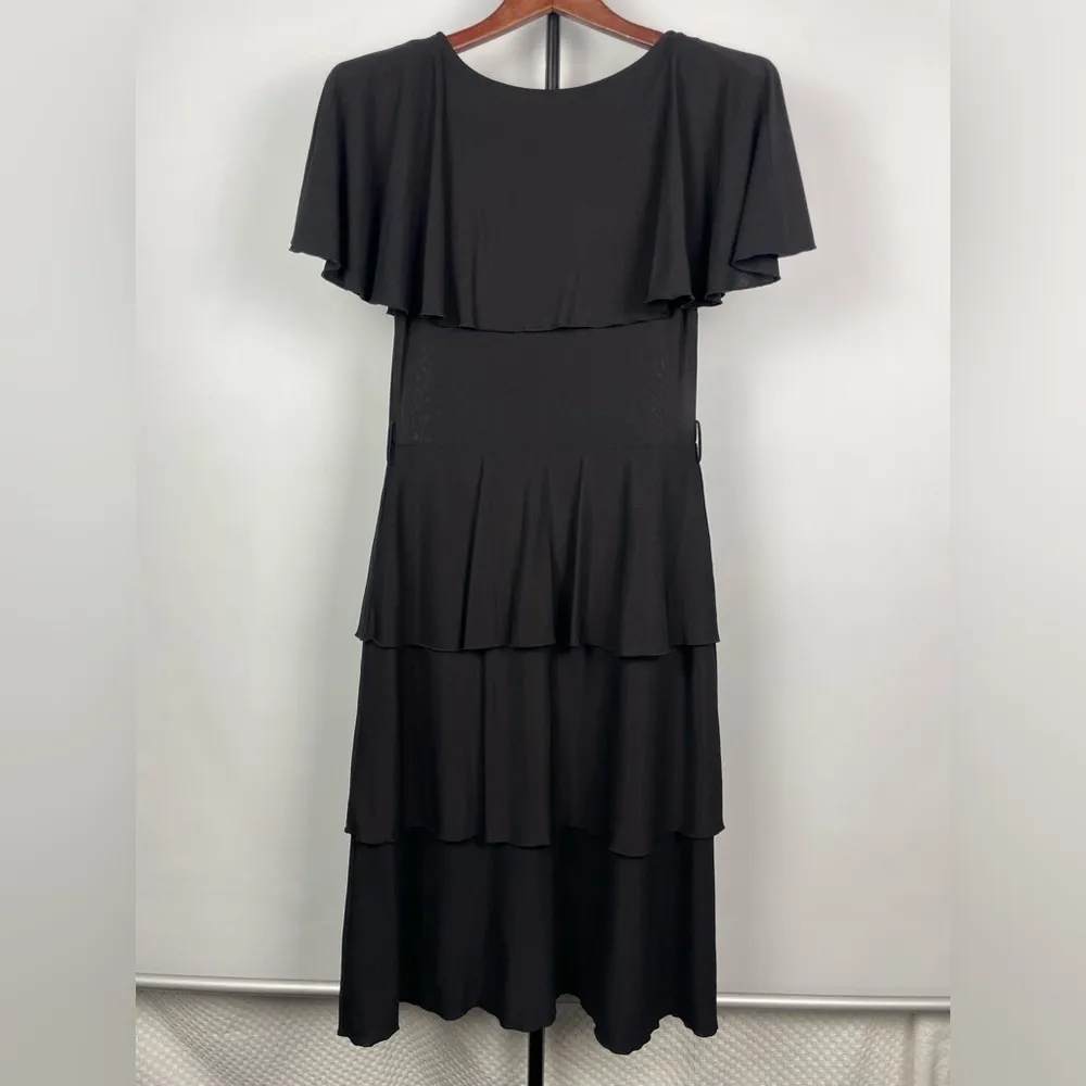 Leona Edmiston‎ Frocks Black Tiered Ruffle Layered Short Sleeve Dress Size XS - Image 8