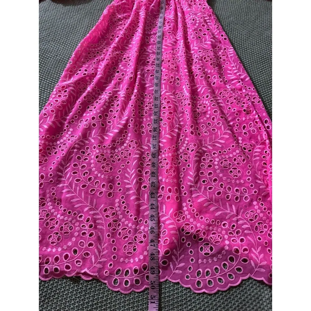 Lilly Pulitzer Amrita Midi Dress Swirly Fern Scallop Eyelet‎ Pink Size 0 NWT - Image 11