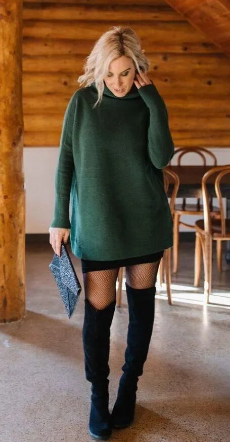 FREE PEOPLE Ottoman Slouchy Tunic Sweater Dress in Aged Pine Size Large - Image 9