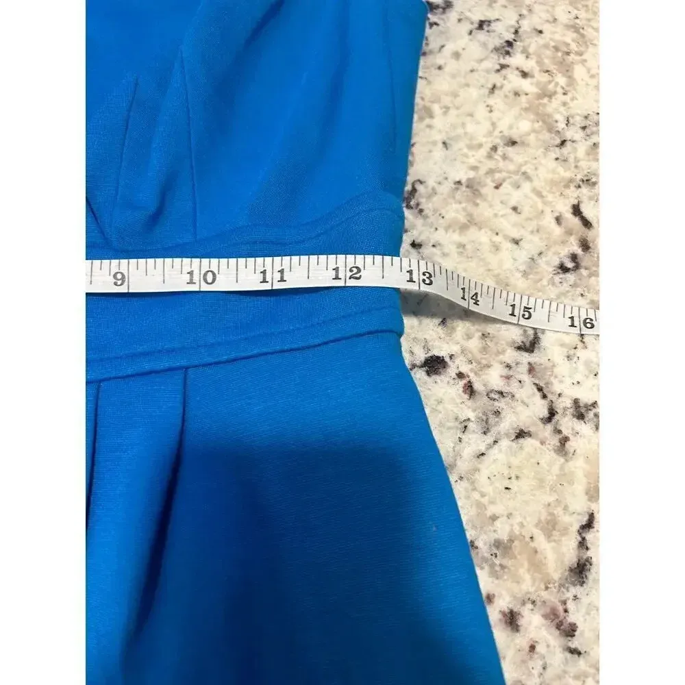 Trina Turk Blue Dress Size 2 Sleeveless Sheath Office Cocktail‎ Party Mini Dress - Image 4