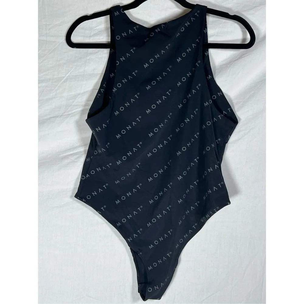 Monat Women’s High Neck All Over Logo Print Bodysuit Black Size Large NW… - Image 6
