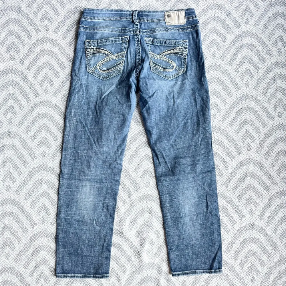 SILVER JEANS Sam Boyfriend Fit Distressed Blue Denim Jeans 29 - Image 4