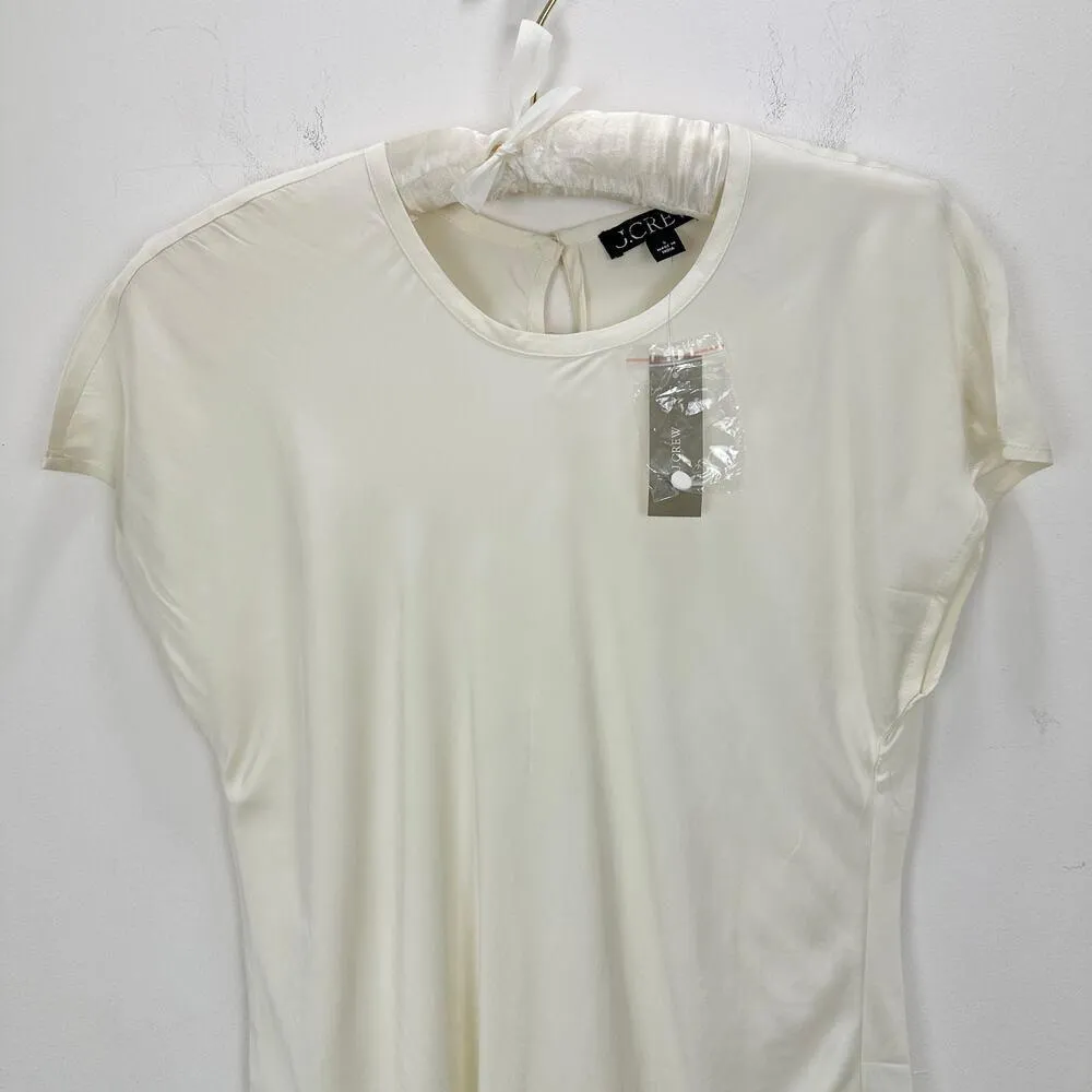 J.Crew Drapey Tee Shirt Top Blouse Viscose Ivory Classic Neutral Small NWT - Image 9