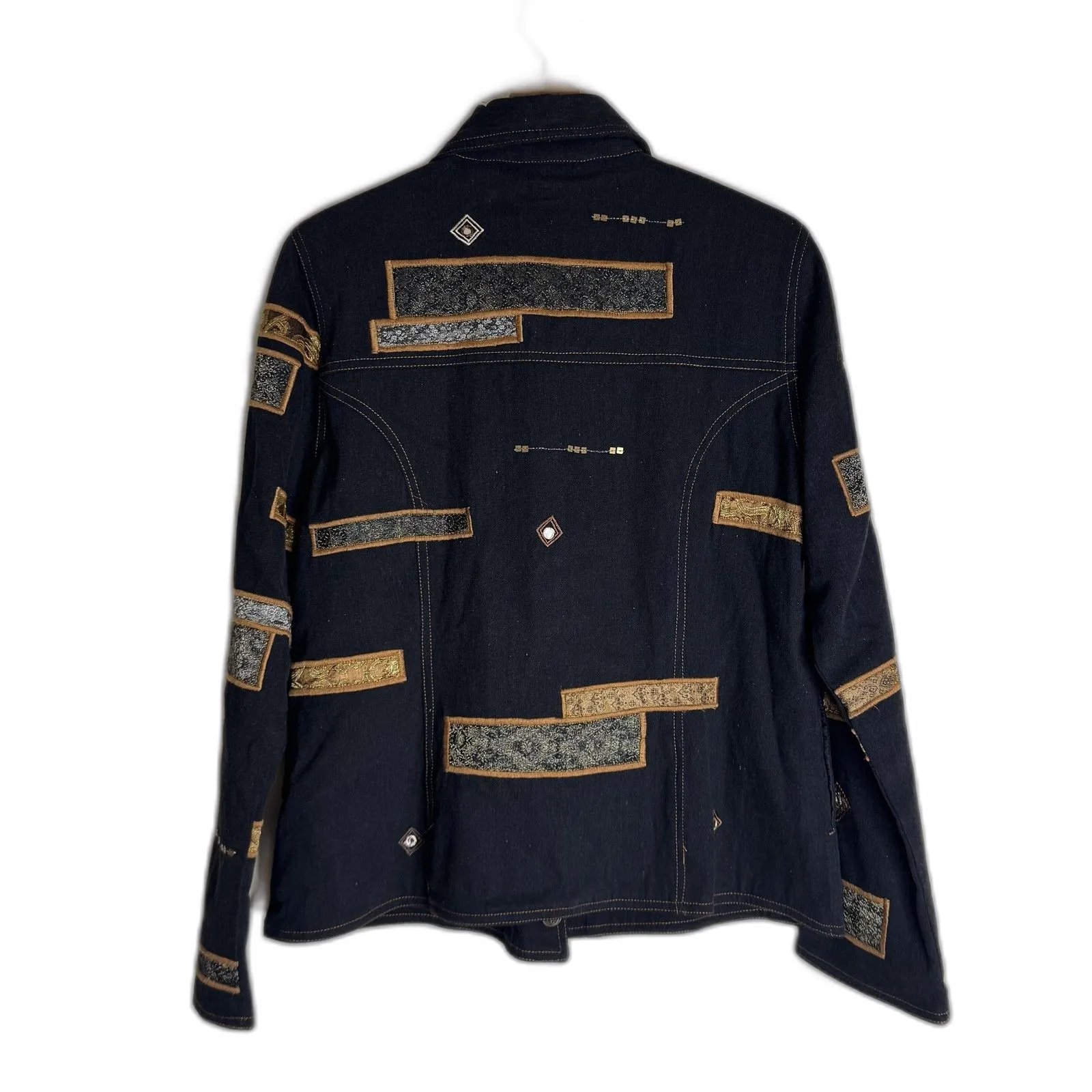 Yak Magik Jacket Womens Large Black Boho Embroidered Western Tassel Nepal Unique - Image 10