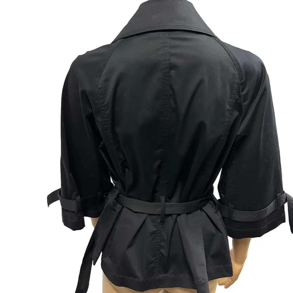 Robin Howe Black Buckle Belted 3 Quarter Sleeve Double Breasted Jacket Womens S - Image 3