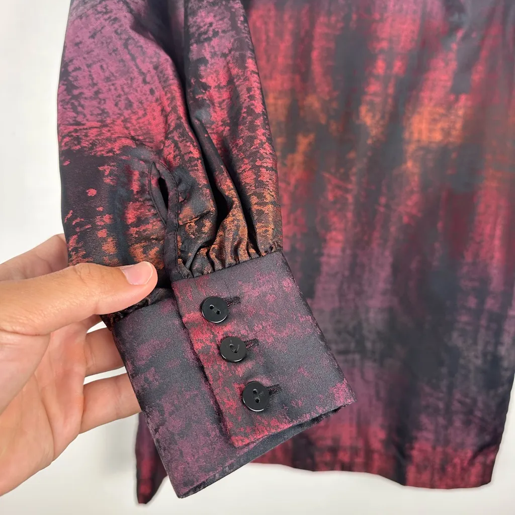 Hutch Women's Red Abstract Long Sleeve Metallic Holliday Midi Dress Women’s Sz 6 - Image 2