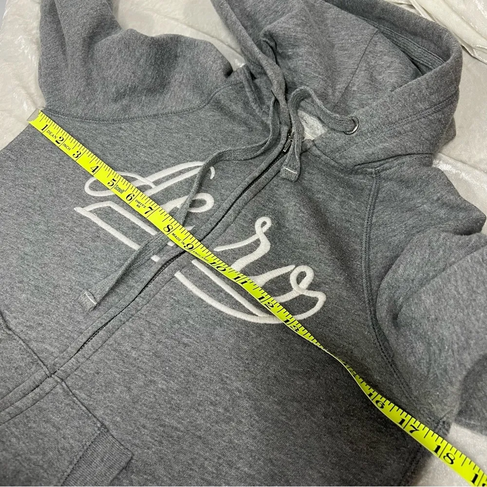 Aeropostale Hoodie Womens xs Fleece Gray Full Zipper Pockets spellout - Image 5