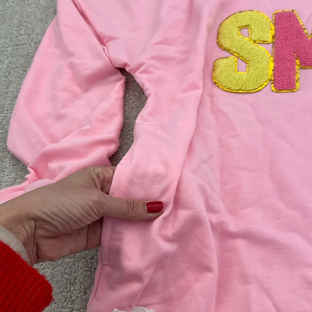Simply southern “Smile” graphic long sleeve appliqué pink Stoney clover tee - Image 6