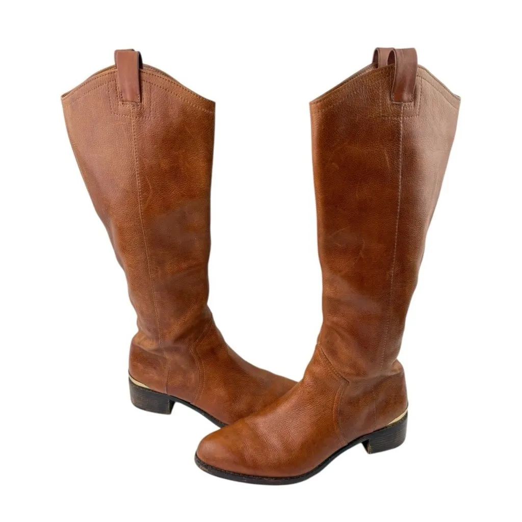*Louise et Cie Vallery Boots Womens 8.5 Brown Leather Tall Riding Quiet Luxury - Image 8