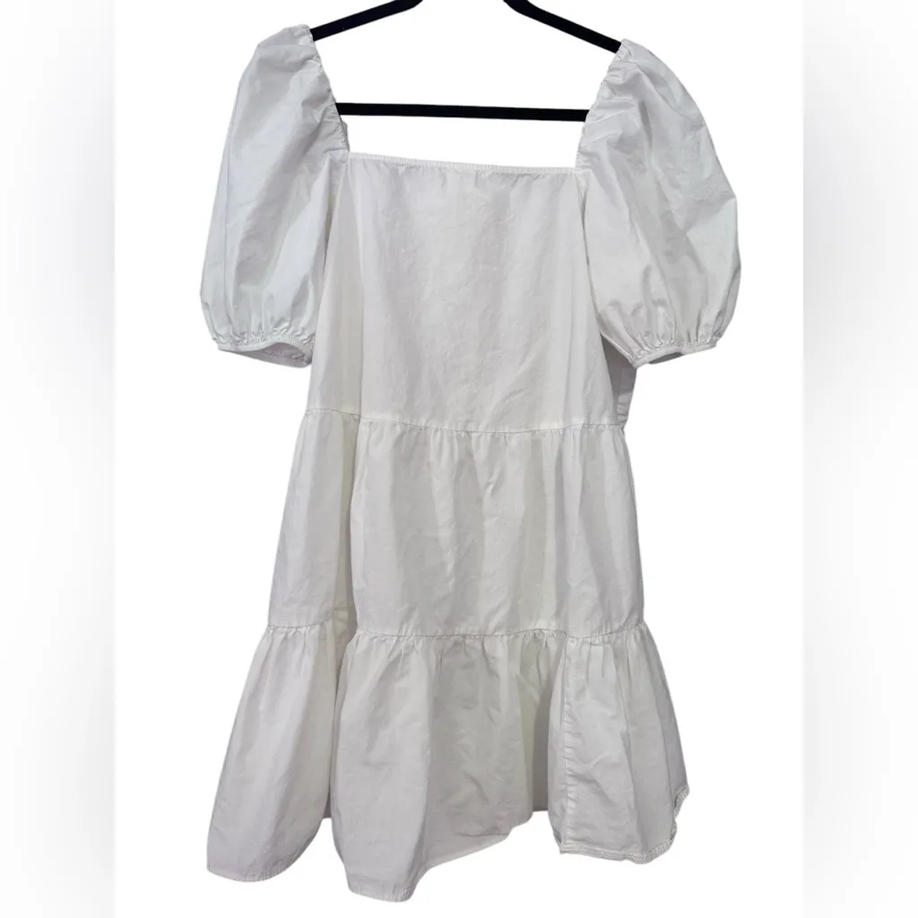 H&M Puff Sleeved Blogger Favorite White‎ Mini Dress Size M - Image 4