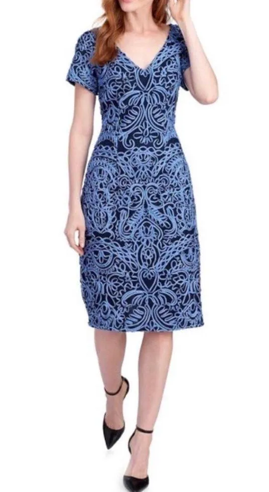 NEW J.S Collections Soutache-Trimmed Sheath Midi Dress, Size 4 New w/Tag $220 - Image 2